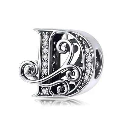 Pendentif Initiales en argent sterling 925 ajouré vintage