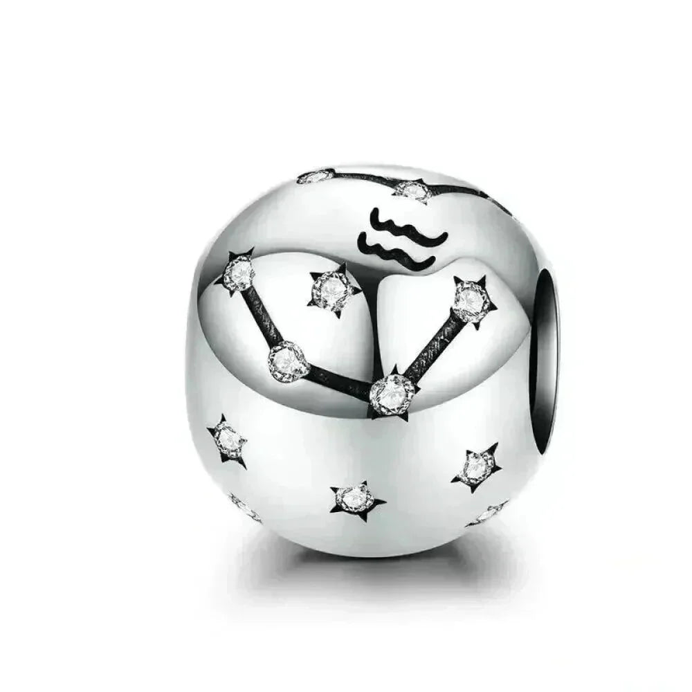 Vintage 925 Sterling Silver Twelve Constellations Star Sign Zodiac Beads Charms For Diy Bracelet Necklace