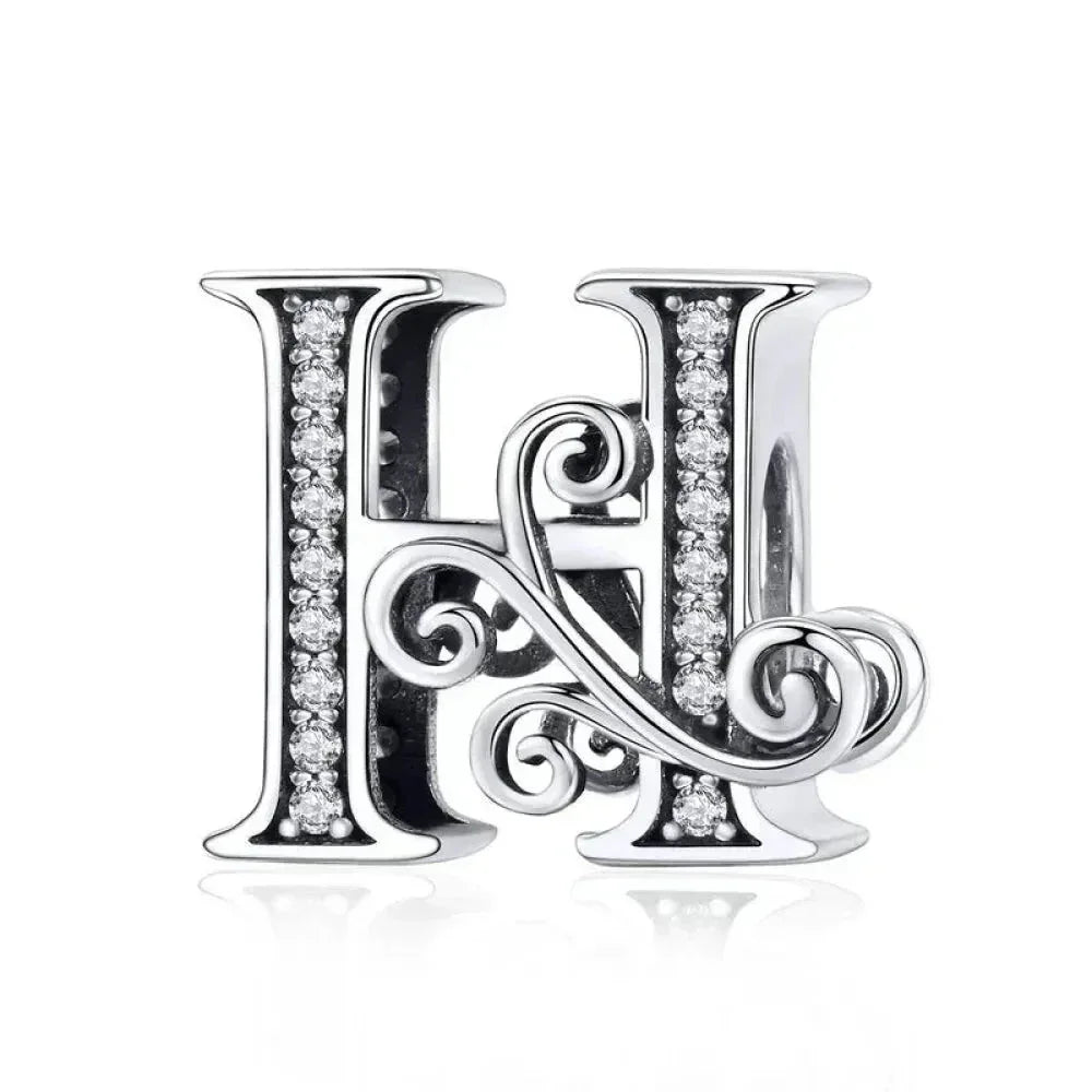 Pendentif Initiales en argent sterling 925 ajouré vintage