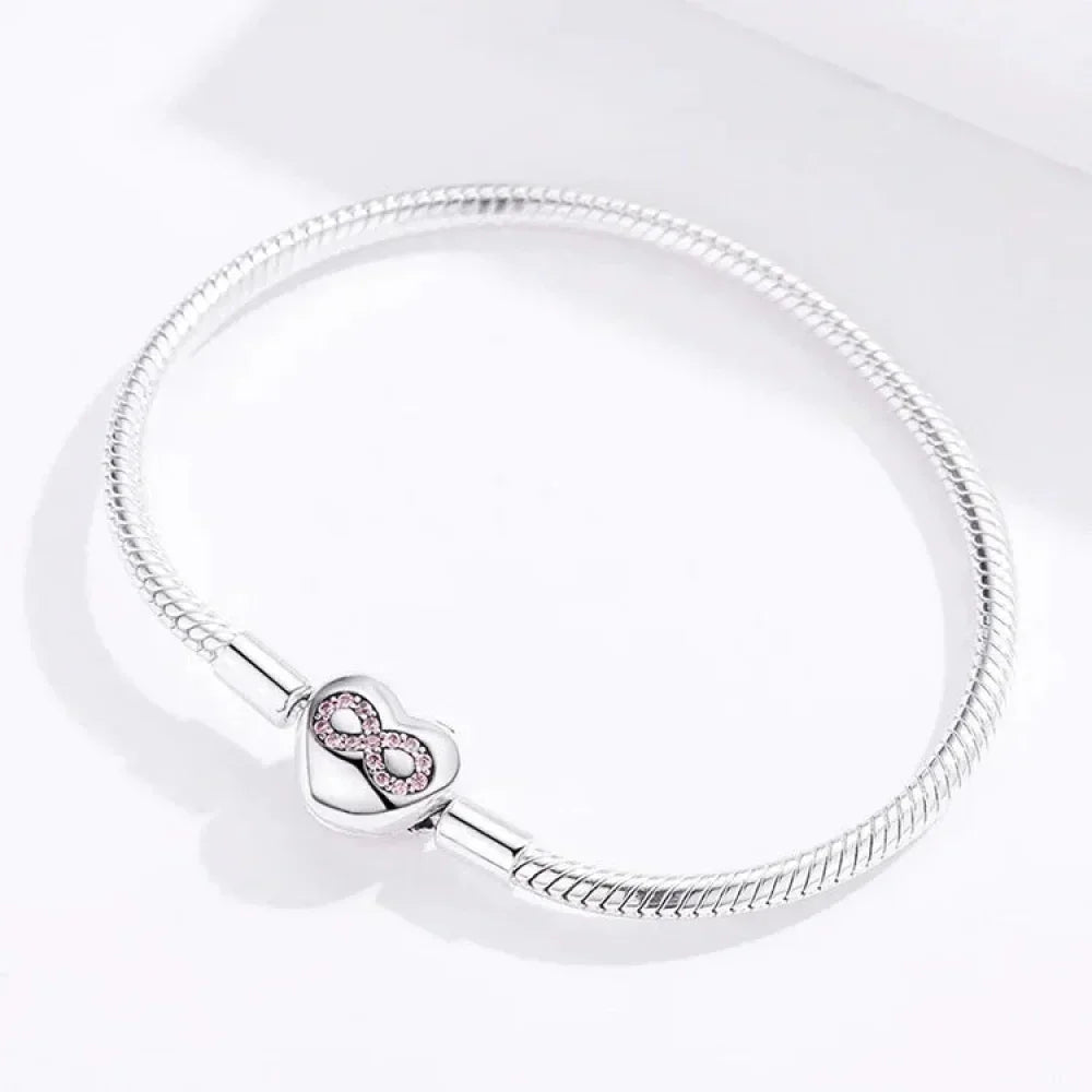 Sterling Silver Infinity Heart Bracelet with CZ