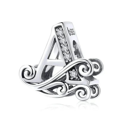 Pendentif Initiales en argent sterling 925 ajouré vintage