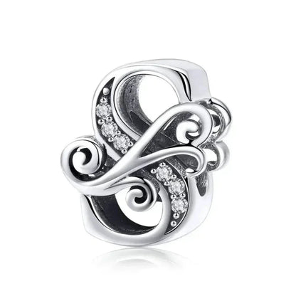 Pendentif Initiales en argent sterling 925 ajouré vintage