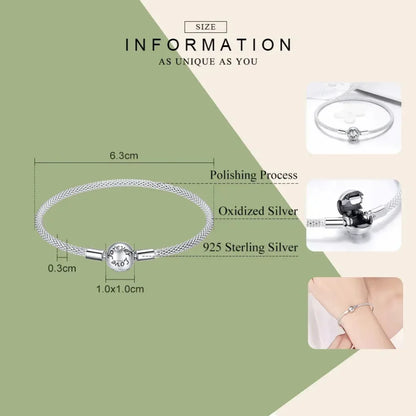 Bracelet de charme en mailles d'argent sterling – Perle « Amour éternel »