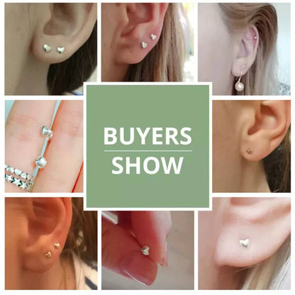 Boucles d'oreilles clous petites cœurs unies en argent sterling 925 | Bijoux fins minimalistes