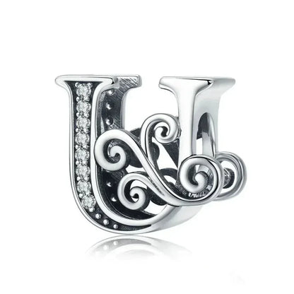 Pendentif Initiales en argent sterling 925 ajouré vintage
