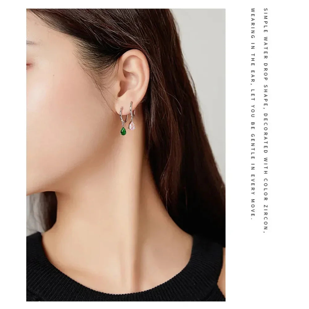 Sublimes boucles d'oreilles Ishwar Goutte d'eau | Argent Sterling 925 | 4 Couleurs | Bijoux Tendance Sce1018