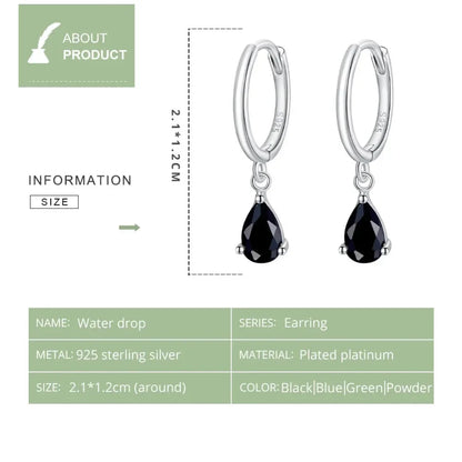 Sublimes boucles d'oreilles Ishwar Goutte d'eau | Argent Sterling 925 | 4 Couleurs | Bijoux Tendance Sce1018