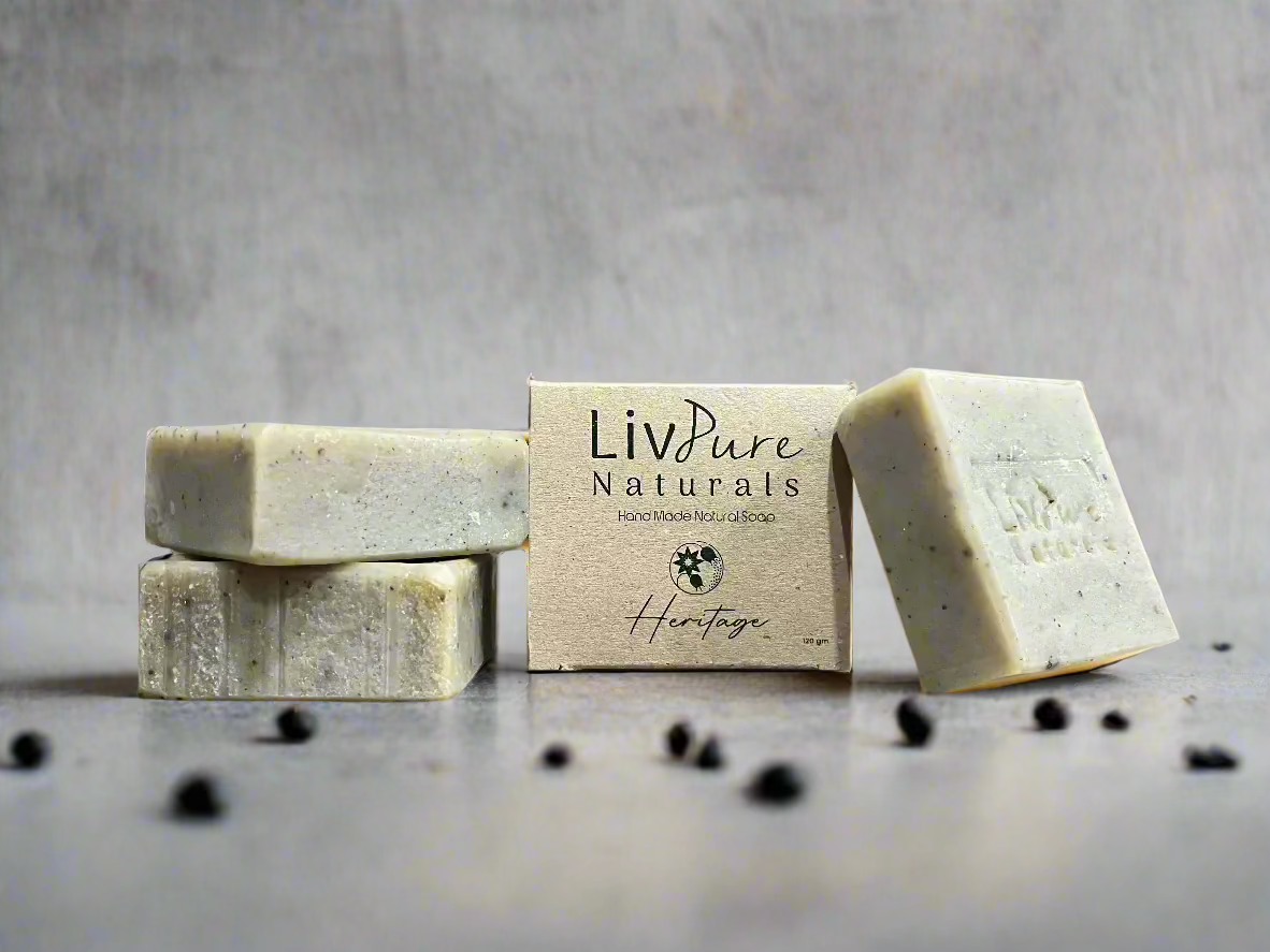 Savon à l'huile d'olive au cumin noir et au miel Heritage | Barre nettoyante visage et corps détoxifiante et nourrissante | Savon bio en barre