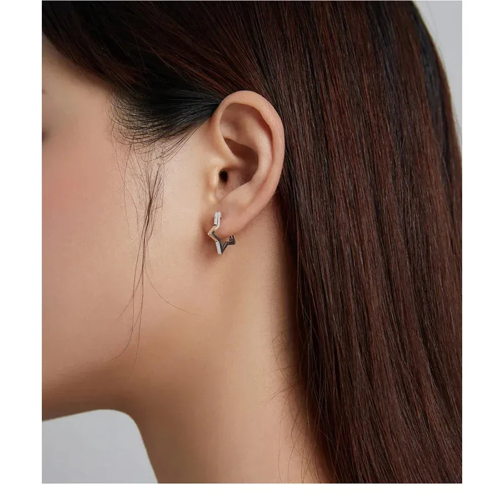 Boucles d'oreilles étoiles en argent sterling 925 - Boucles d'oreoreilles minimalistes en forme d'étoile pour femme - Bijoux de mode SCE1136