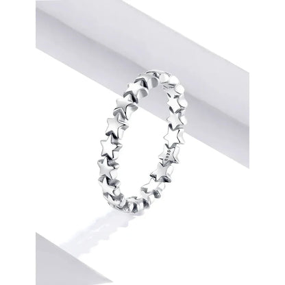 Bague en argent sterling 925 avec étoiles et cœurs