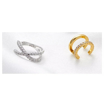 Manchette d'oreille en argent sterling 925 - Boucles d'oreilles clip élégantes couleur or pour femmes