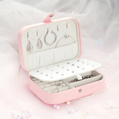 Boîte à bijoux « Treasure Keeper » en cuir synthétique rose pour bagues, colliers et plus encore