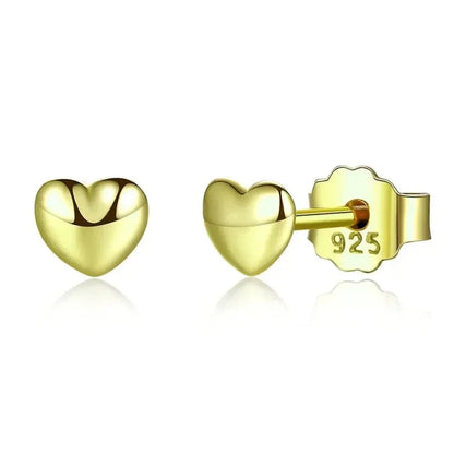 Boucles d'oreilles clous petites cœurs unies en argent sterling 925 | Bijoux fins minimalistes