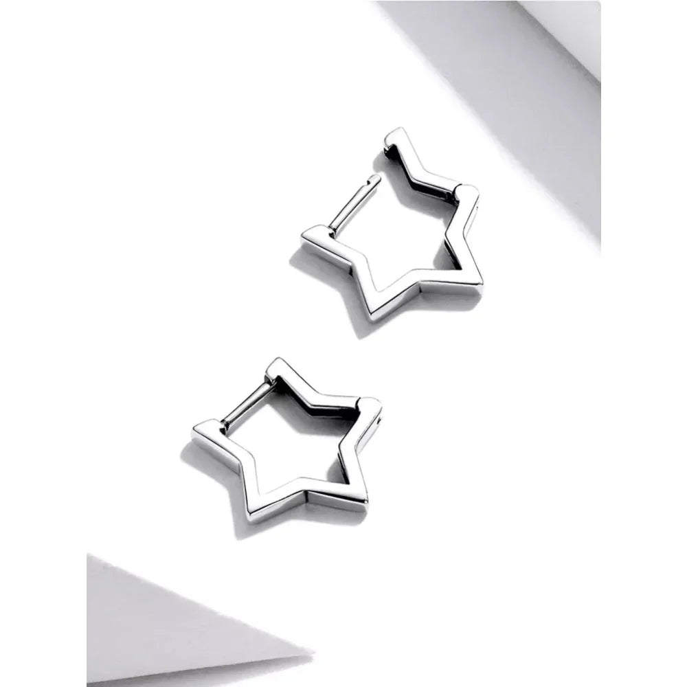 Boucles d'oreilles étoiles en argent sterling 925 - Boucles d'oreoreilles minimalistes en forme d'étoile pour femme - Bijoux de mode SCE1136