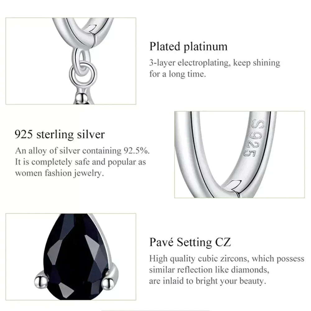 Sublimes boucles d'oreilles Ishwar Goutte d'eau | Argent Sterling 925 | 4 Couleurs | Bijoux Tendance Sce1018