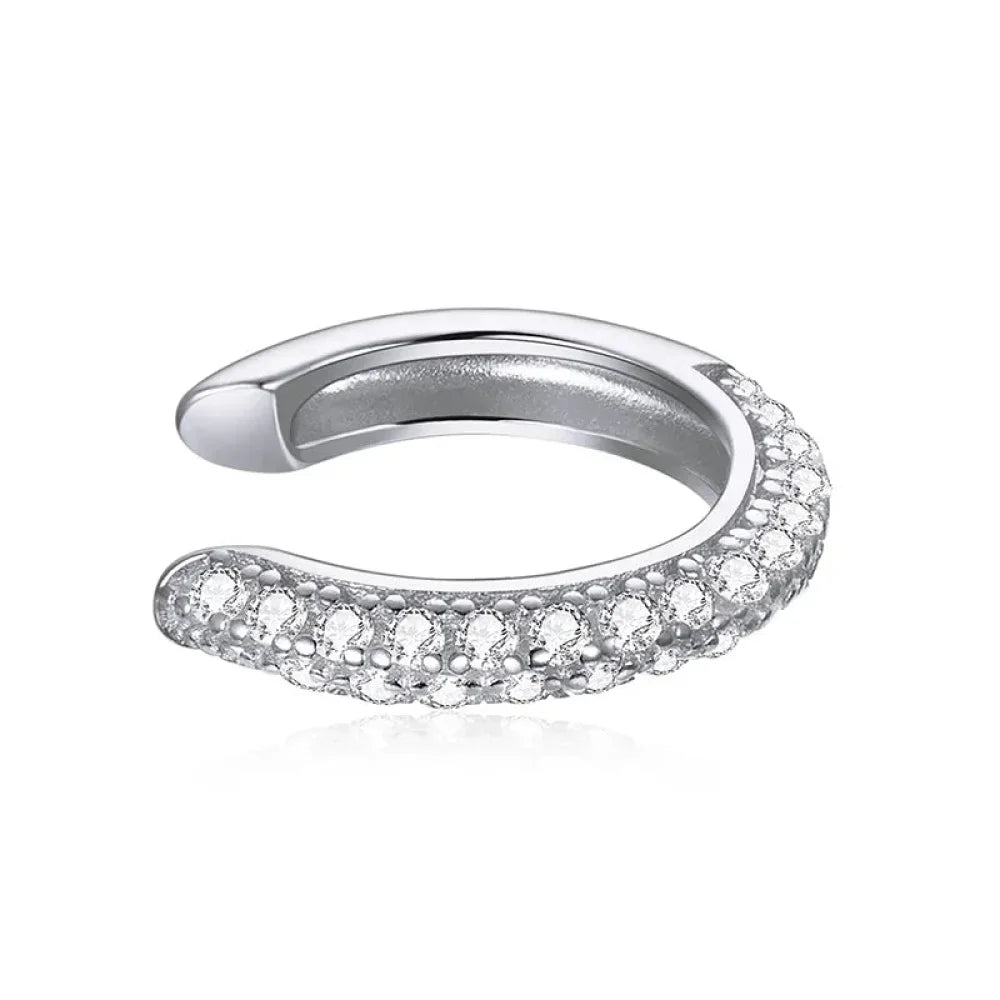 Manchette d'oreille en argent sterling 925 - Boucles d'oreilles clip élégantes couleur or pour femmes