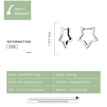 Boucles d'oreilles étoiles en argent sterling 925 - Boucles d'oreoreilles minimalistes en forme d'étoile pour femme - Bijoux de mode SCE1136