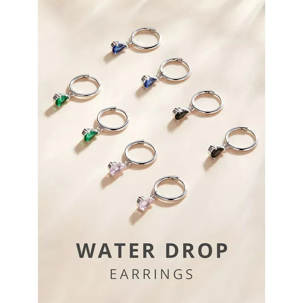 Sublimes boucles d'oreilles Ishwar Goutte d'eau | Argent Sterling 925 | 4 Couleurs | Bijoux Tendance Sce1018