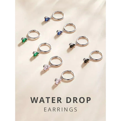 Sublimes boucles d'oreilles Ishwar Goutte d'eau | Argent Sterling 925 | 4 Couleurs | Bijoux Tendance Sce1018