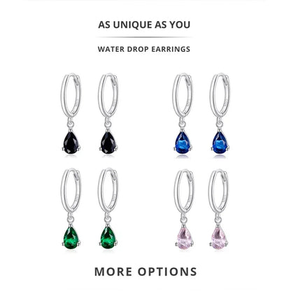 Sublimes boucles d'oreilles Ishwar Goutte d'eau | Argent Sterling 925 | 4 Couleurs | Bijoux Tendance Sce1018