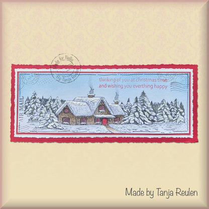 Nellie's Choice Clear Stamp Idyllic Floral Scene Slim Line - Paysage enneigé