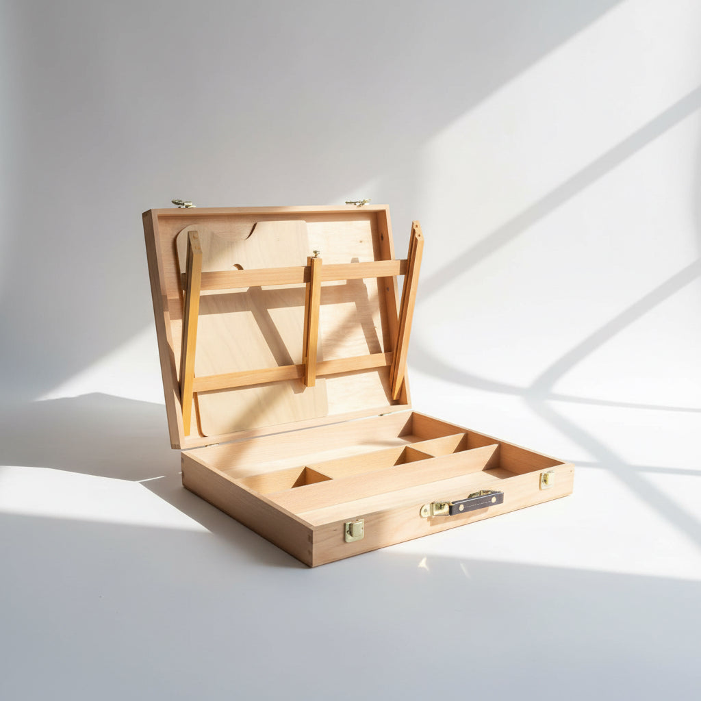 Artist Sketch Box - Wet Canvas Carrier For 16" x 20" Boards + Wooden Palette, 3.5" x 17" x 22"