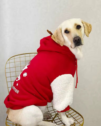 Sweat à Capuche Chien Renne Joyeux Noël – Pull de Fêtes Douillet Rouge et Blanc
