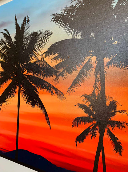 Impression sur toile - Coucher de soleil hawaïen - Décoration murale