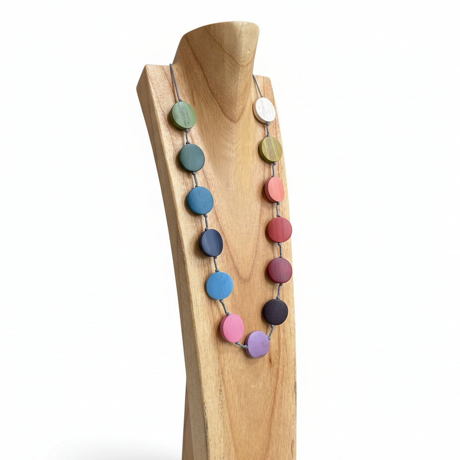 Long Wooden Rainbow Necklace