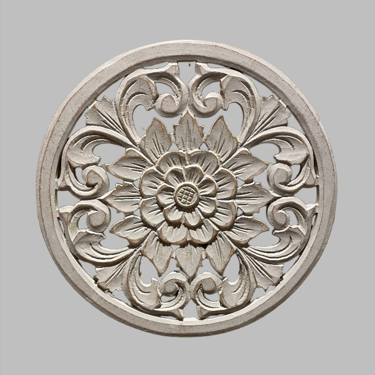Wooden Round Carved Flower