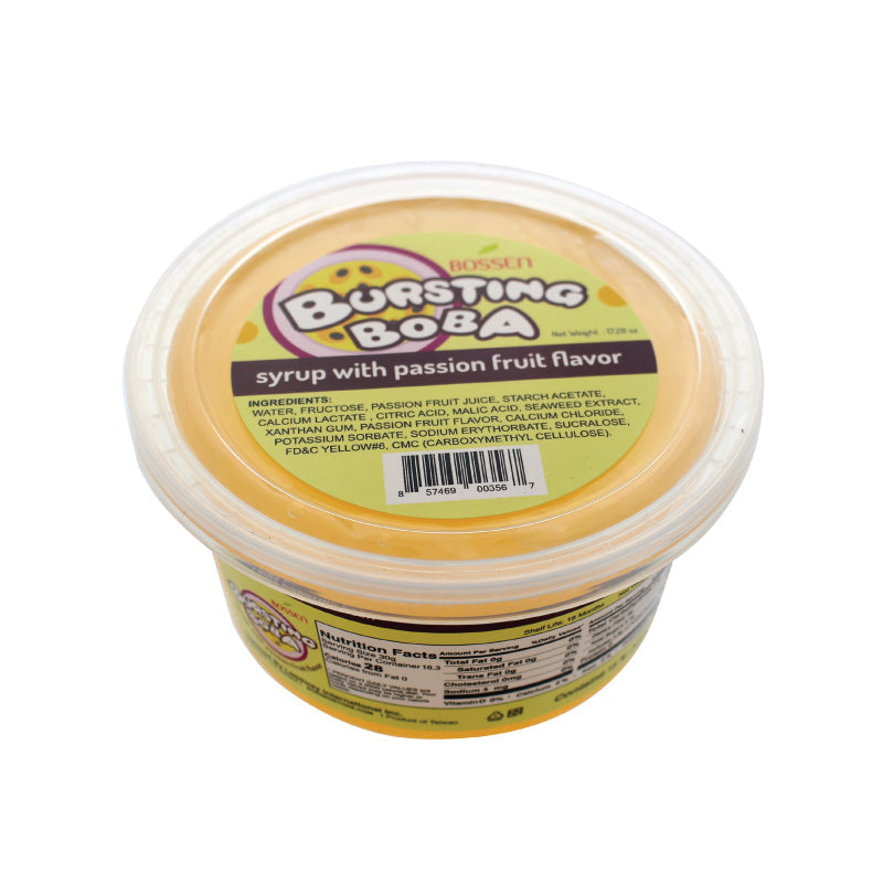 Billes Éclatantes de Fruit de la Passion (Boba) | Billes Éclatantes | Mini-pot de 490 g | 6 mini-pots par caisse | 90 caisses par palette | Livraison gratuite au Canada pour les commandes de plus de 199 CAD