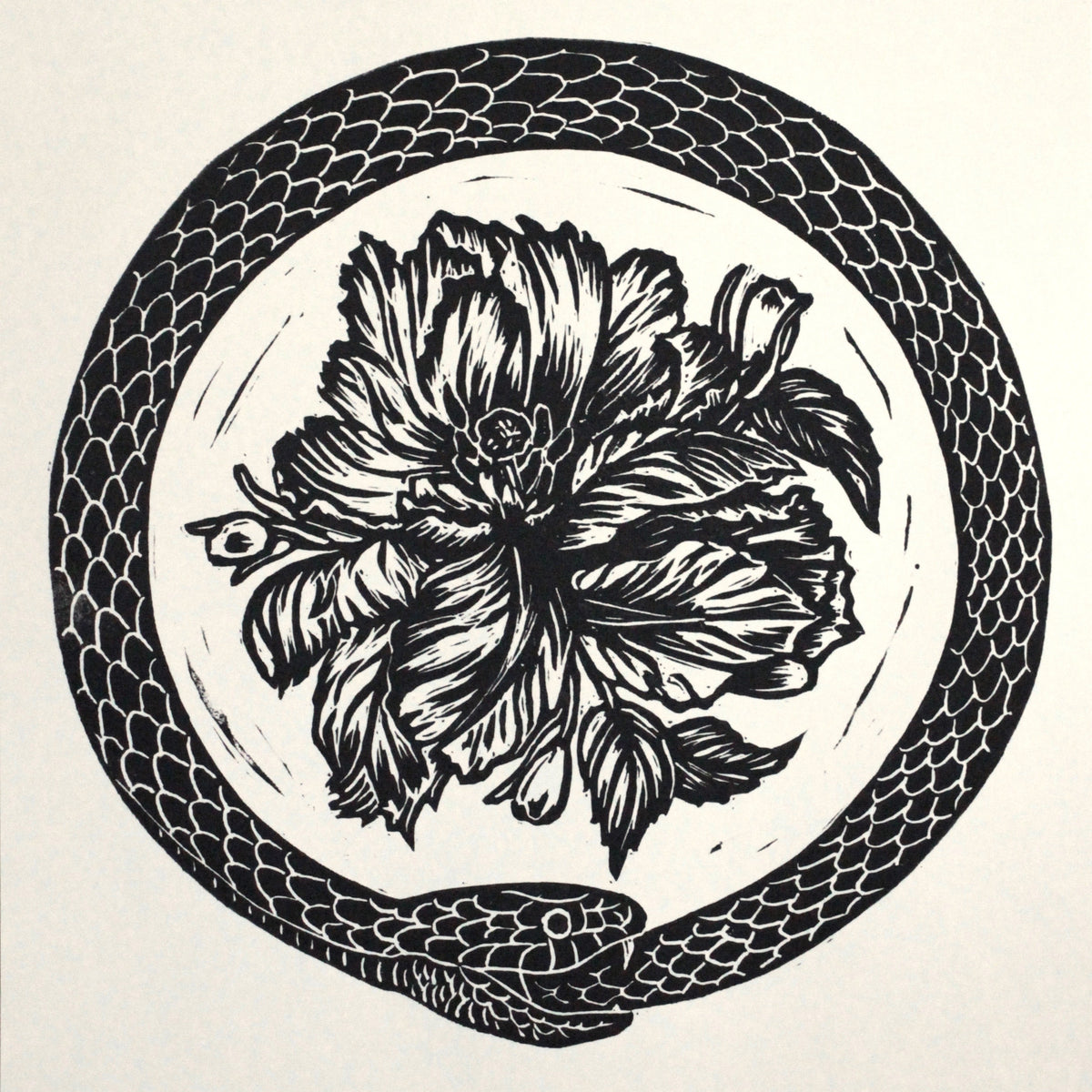Snake & Flower hand print