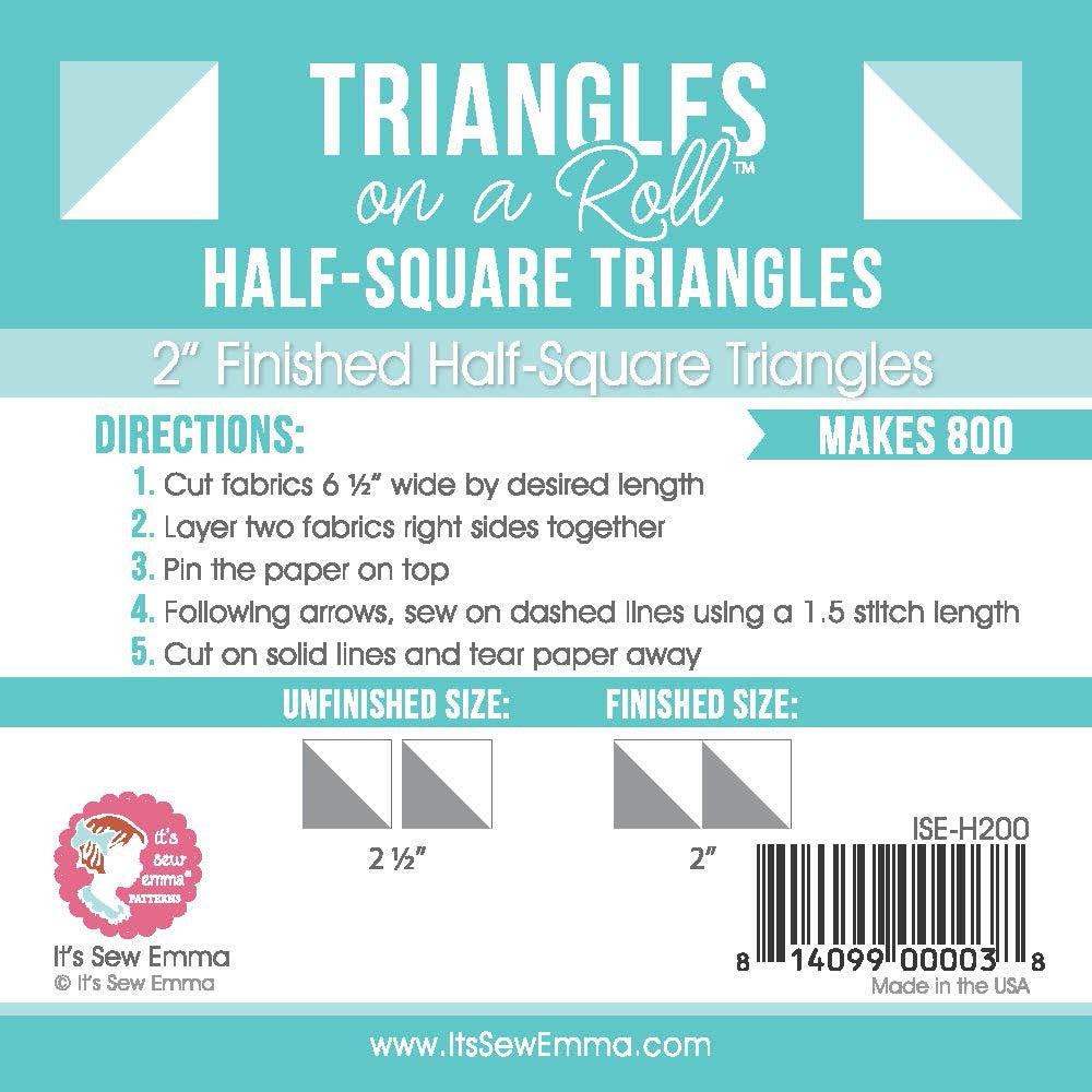 Triangles sur rouleau 2" fini demi-carré rouleau de 15,24 m