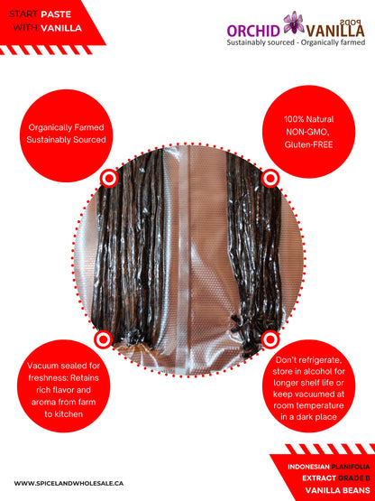 Indonesian Vanilla Beans (Sumatra) Planifolia Extract Grade-B <br>For Extract Making<BR>By Ounce