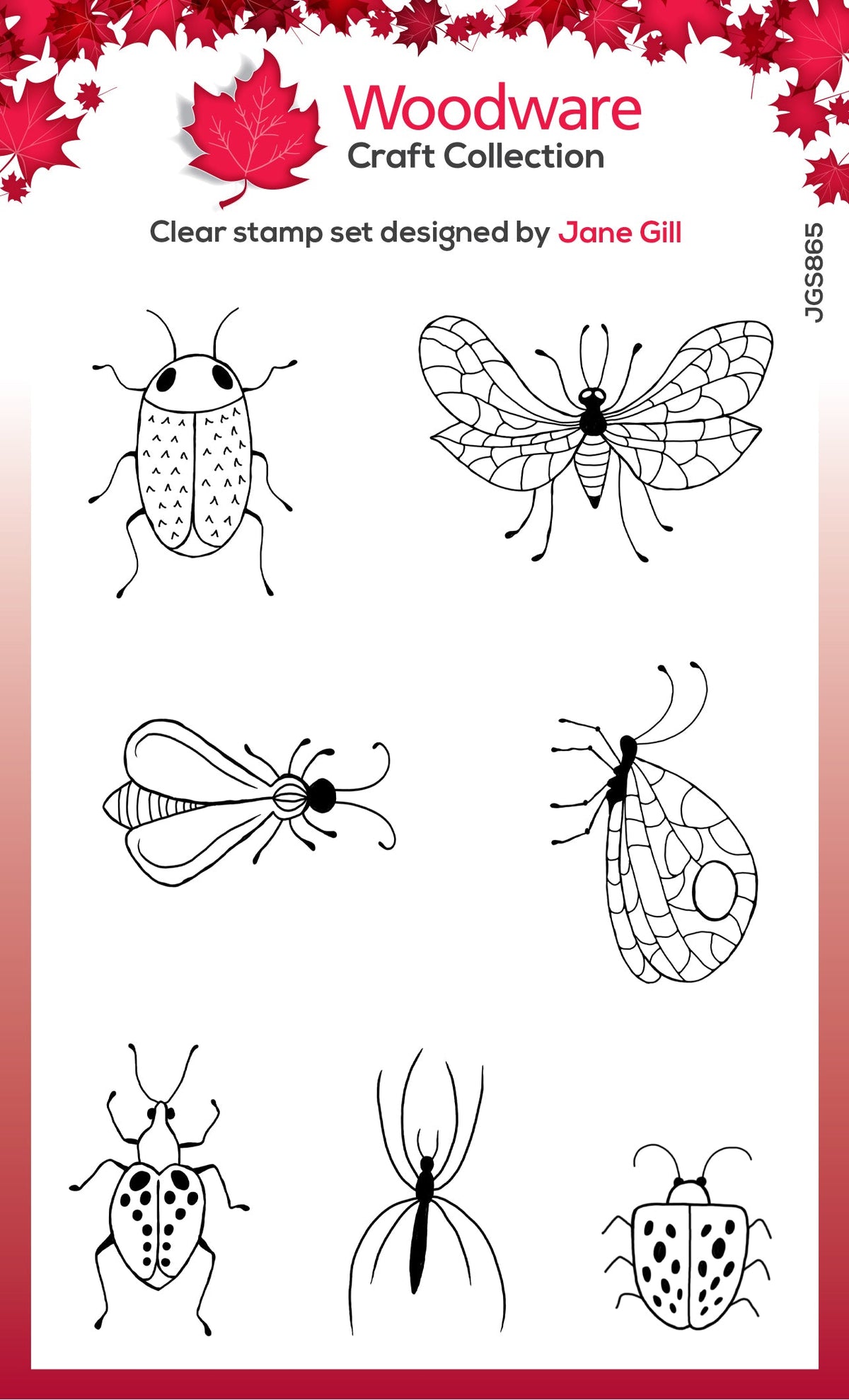 Tampon en silicone Woodware Clear Singles Bug Doodles 10 x 15 cm