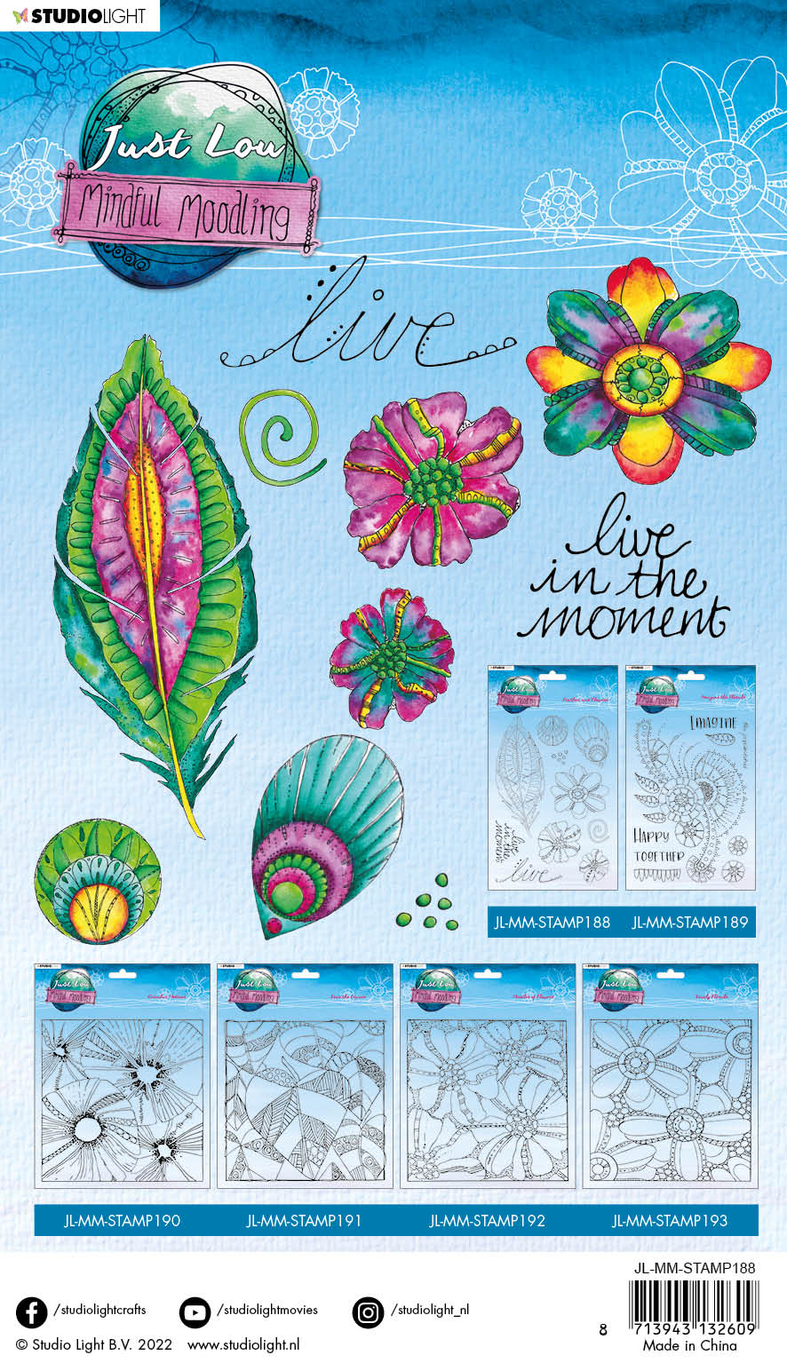 JL Tampon transparent Plume et fleurs Mindful Moodling 148x210x3mm 1 pc n°188