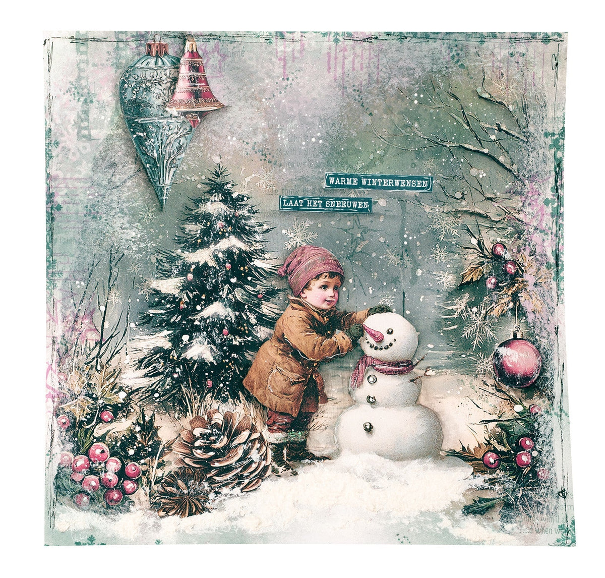 JMA Clear Stamp Holiday Wishes Christmas Blush 14 Pieces