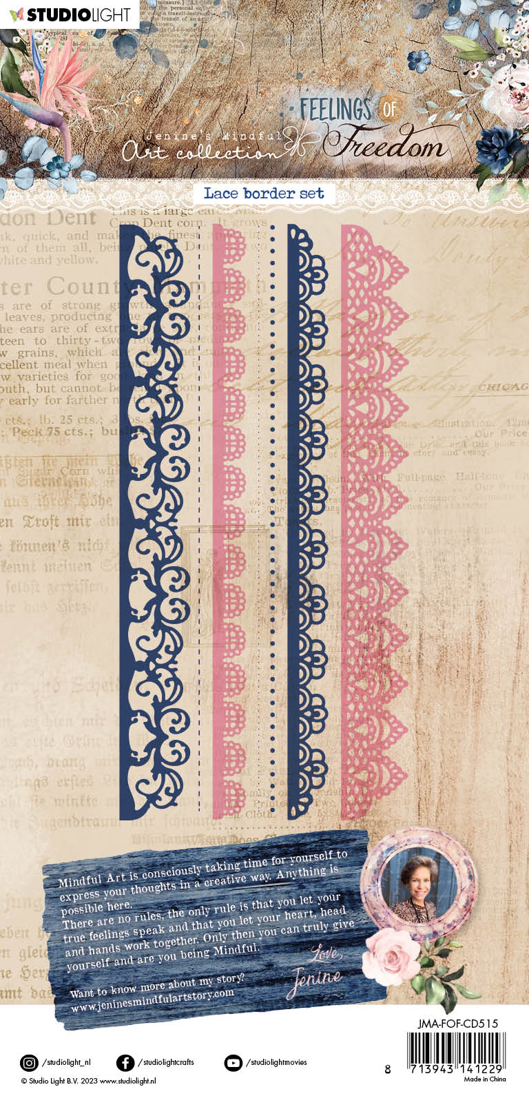 JMA Matrice de Découpe Dentelle Bordure Sentiments de Liberté 103x210x1mm 7 PC nr.515