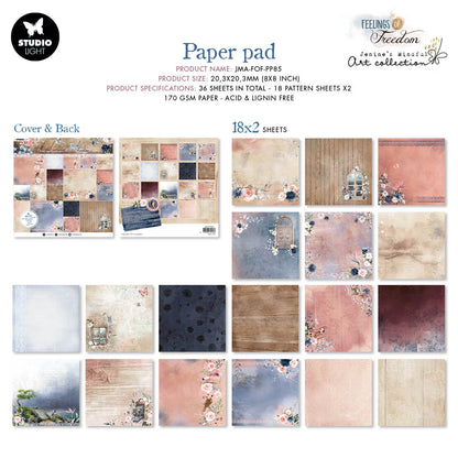 JMA Bloc de papier de fond Sentiments de liberté 203x203x9mm 36 feuilles n°85