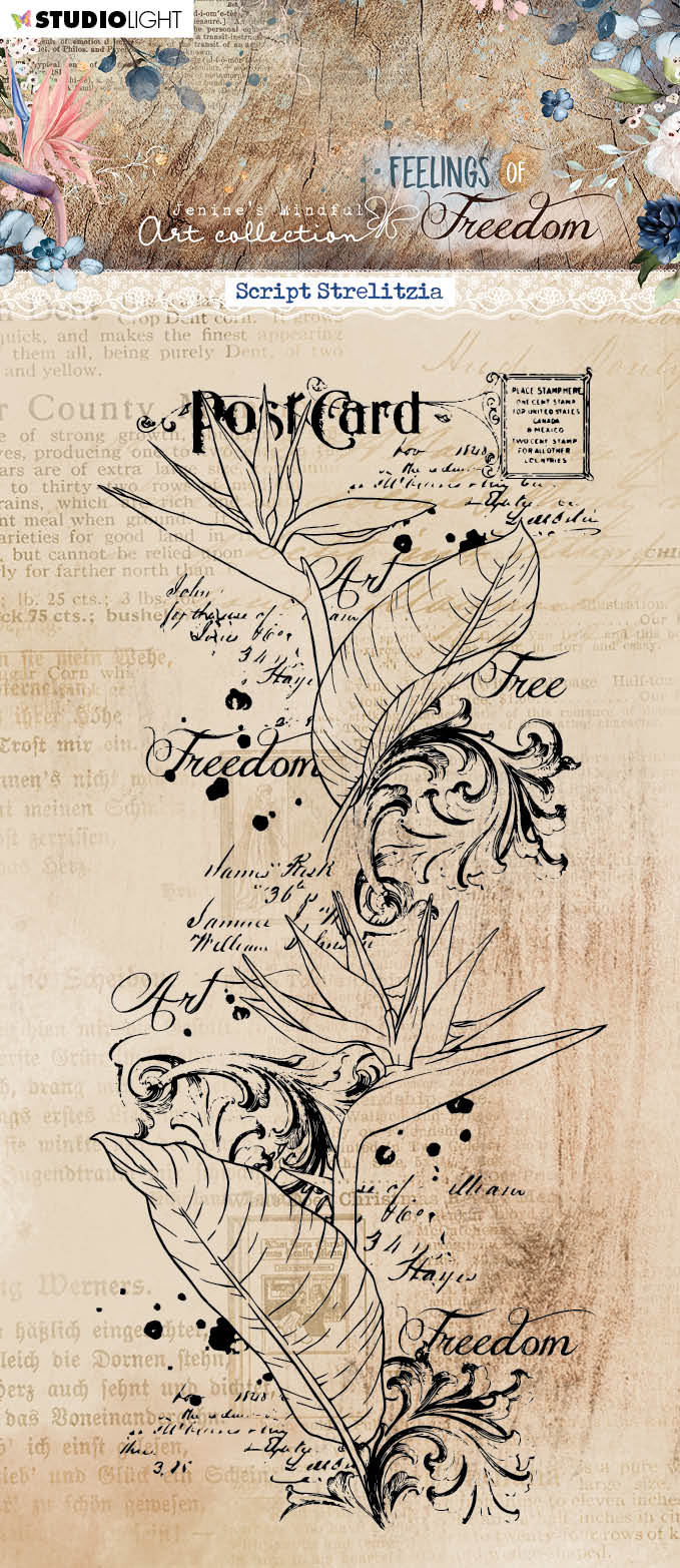 JMA Tampon Transparent Script Strelitzia Feelings Of Freedom 88x197x3mm 1 pc n°420