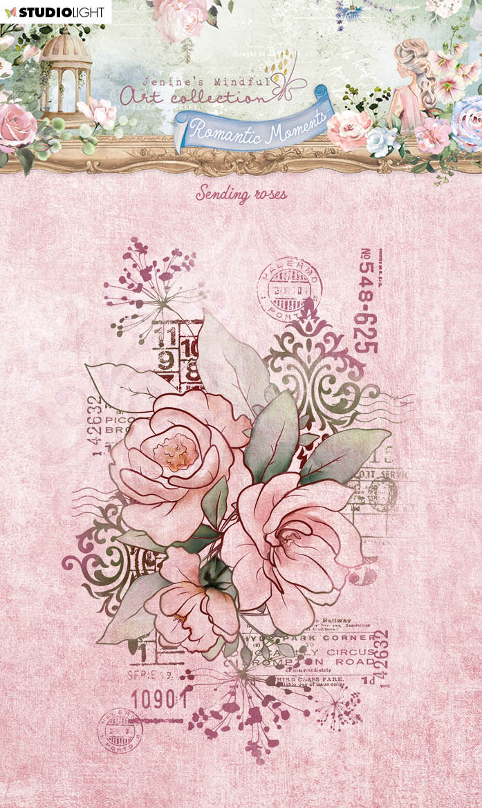 Tampon transparent JMA Sending Roses Romantic Moments 88x129x3mm 1 pc n°481