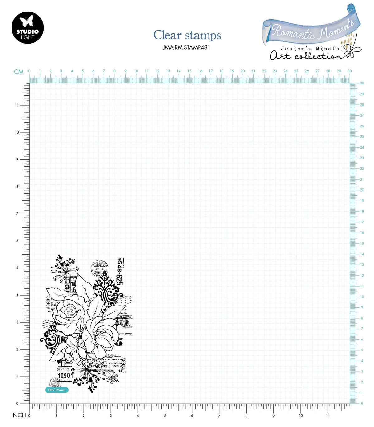 Tampon transparent JMA Sending Roses Romantic Moments 88x129x3mm 1 pc n°481