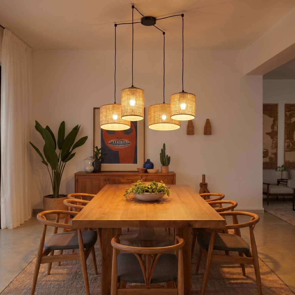 JUTE Suspension en jute naturelle pour îlot de cuisine, salle à manger et salon