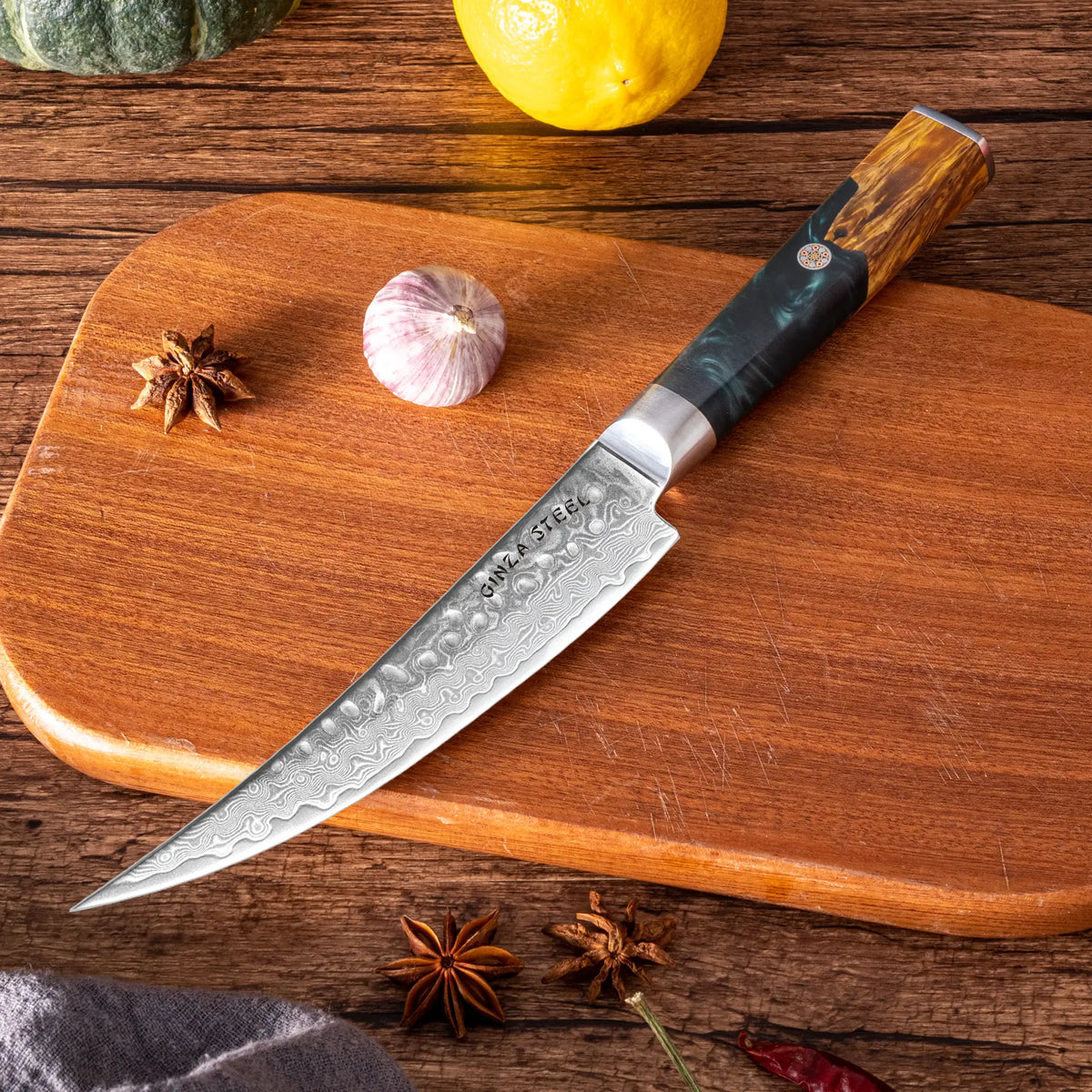 Kaze Katana Boning Knife 6″ | Damascus Steel by Ginza Steel