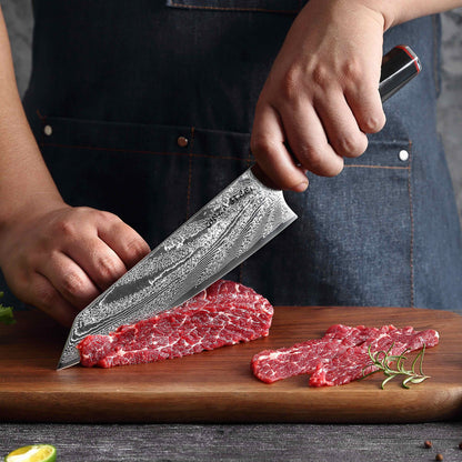 Ginza Steel KATANA 20 Chef Knife 8” – Damascus VG10 Steel, 67-Layer, G10 Handle