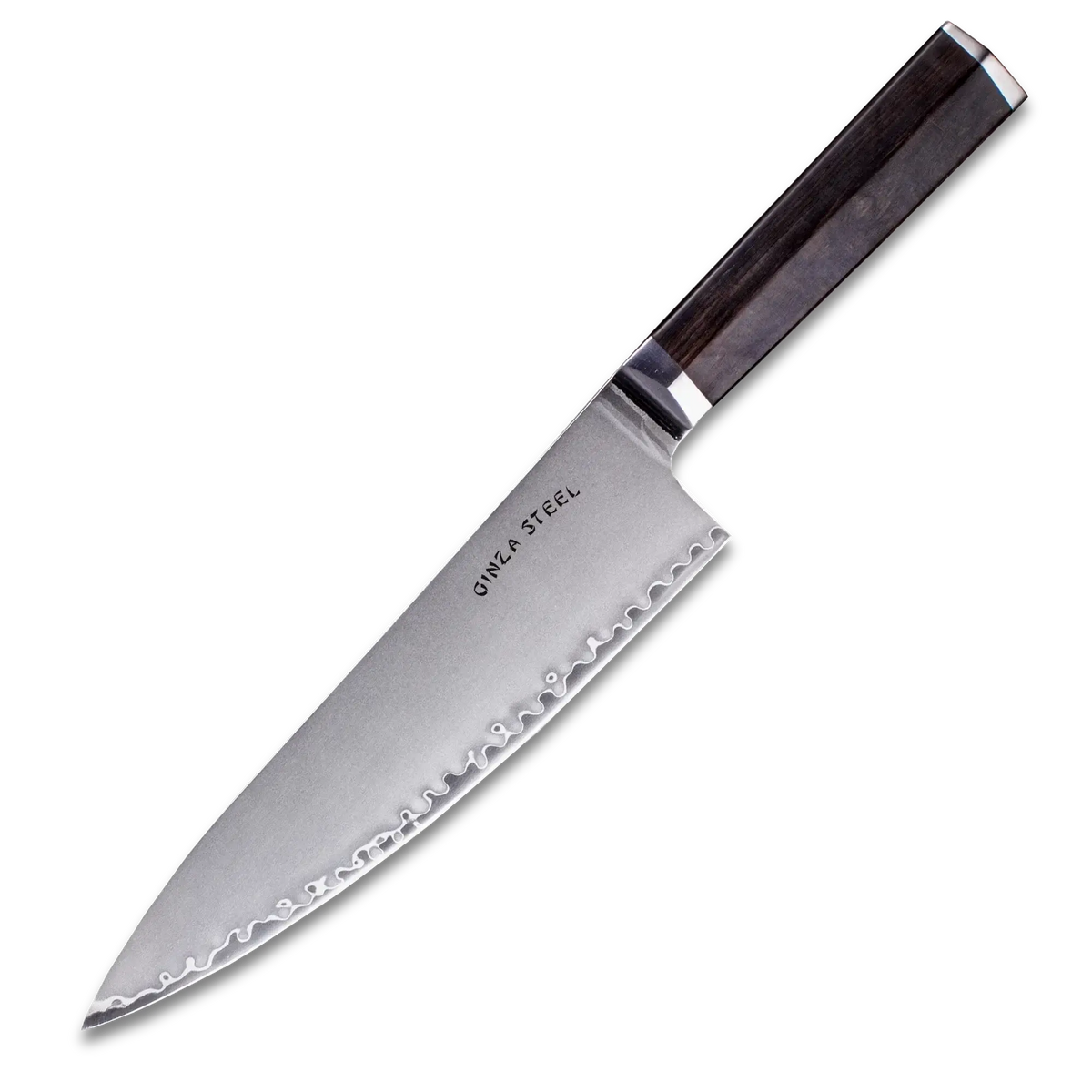 PORTIA 20 | Couteau de chef 20 cm Acier Damas VG10 / Manche en bois d'ébène