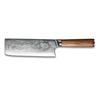 MIA X | Couteau Hachoir 7" Acier Damas AUS10 67 Couches / Manche en Olivier