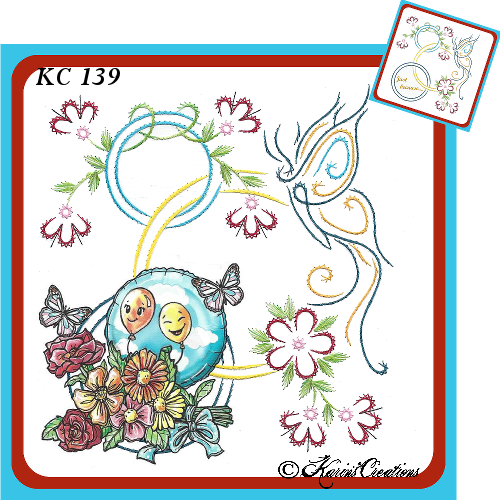 Motif de broderie KC - Envol de papillons et Anneau