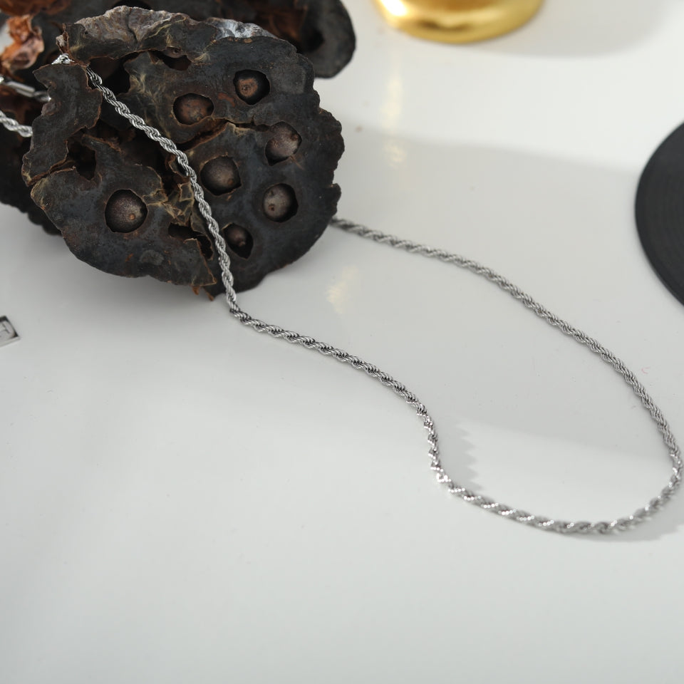 KIRA : Collier en argent de 50 cm, maille corde