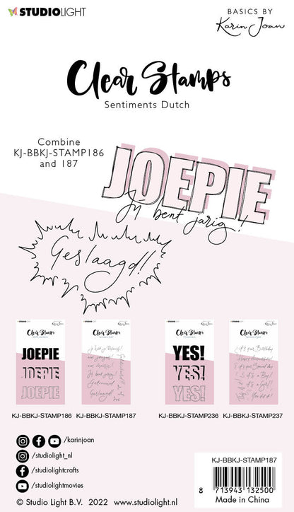 KJ Clear stamp Sentiments Joepie Essentials 105x148x3mm n°187